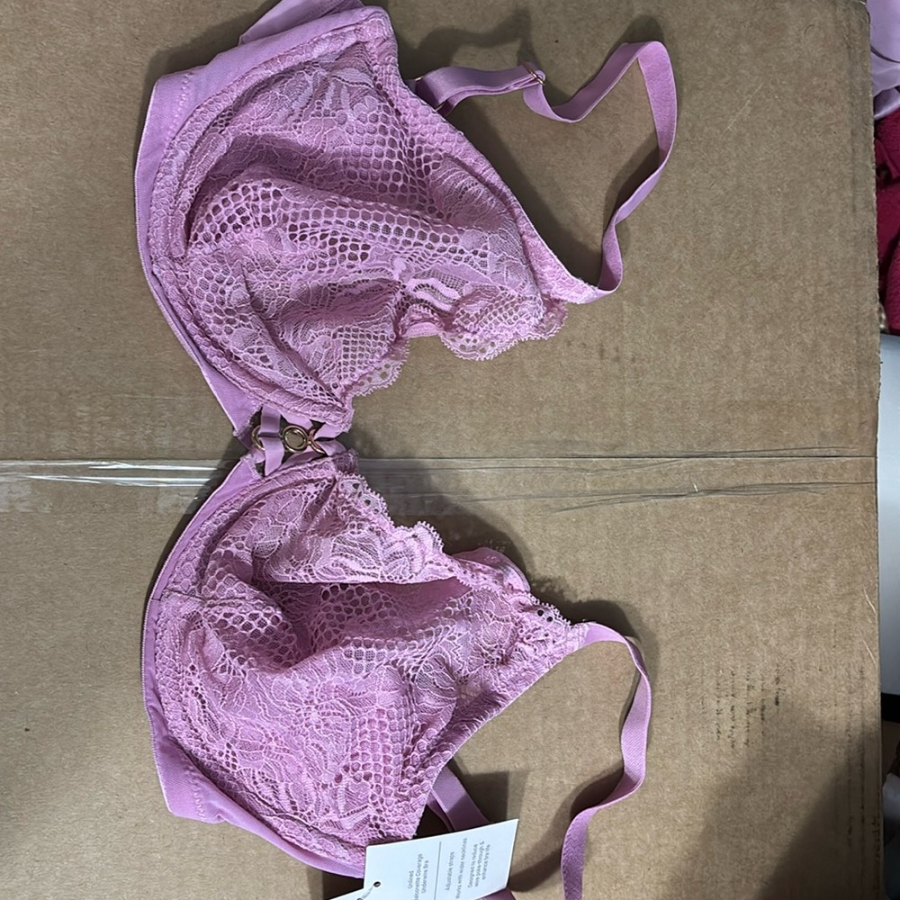 Auden purple, pink lace, underwire bra